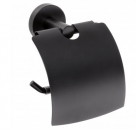 Black111 - Toilettenpapierhalter mit Deckel in moderner schwarzer Farbe